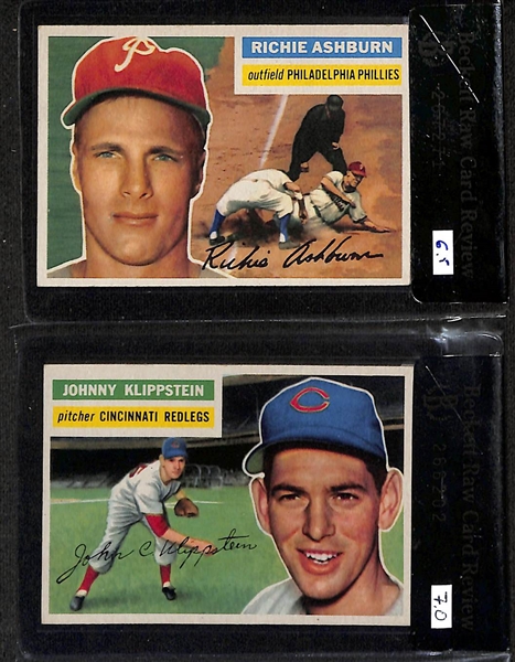 Lot of (18) BCRVC 1956 Topps Baseball Cards w.  Richie Ashburn BRCR 6.5