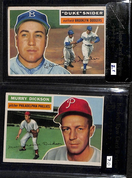 Lot of (18) BCRVC 1956 Topps Baseball Cards w.  Richie Ashburn BRCR 6.5