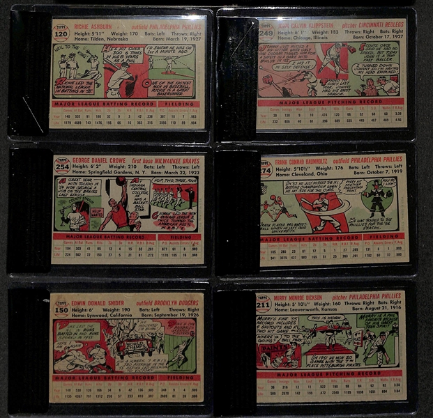 Lot of (18) BCRVC 1956 Topps Baseball Cards w.  Richie Ashburn BRCR 6.5