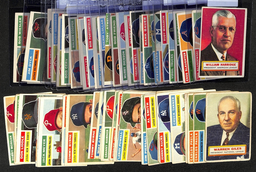 Lot of (62) 1956 Topps Baseball Cards w. William Harridge