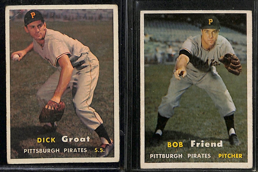 Lot of (66) Assorted 1957 Topps Baseball Cards w. Roberto Clemente (stained)