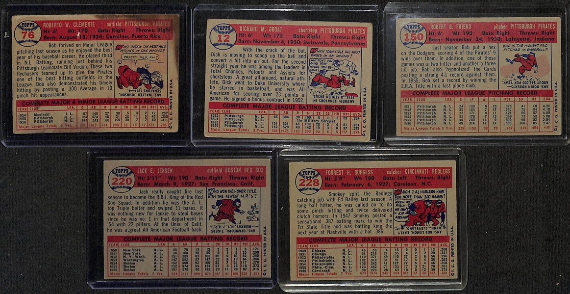 Lot of (66) Assorted 1957 Topps Baseball Cards w. Roberto Clemente (stained)