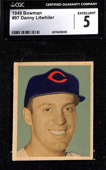 Lot of (5) CGC Graded 1949 Bowman Baseball Cards w. HOFers Doerr CGC 4.5 & Slaughter CGC 3