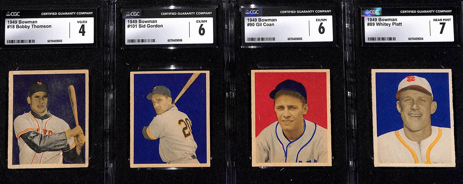 (4) 1949 Bowman CGC Graded Baseball Cards w. Bobby Thomson CGC 4