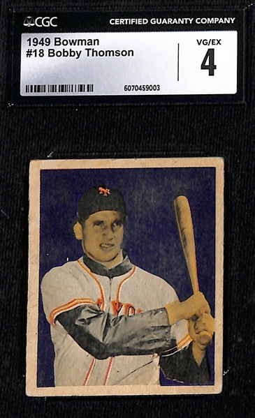 (4) 1949 Bowman CGC Graded Baseball Cards w. Bobby Thomson CGC 4