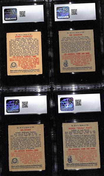 (4) 1949 Bowman CGC Graded Baseball Cards w. Bobby Thomson CGC 4