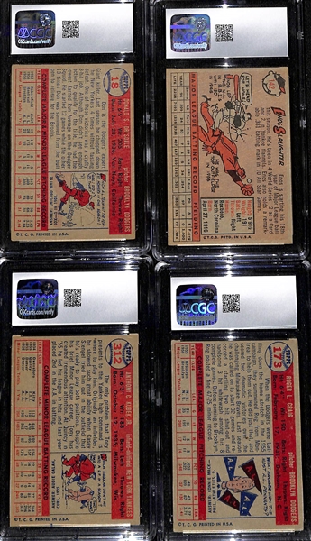Lot of (4) CGC Graded 1957 Topps Baseball Cards w. Don Drysdale (HOF) CGC 4