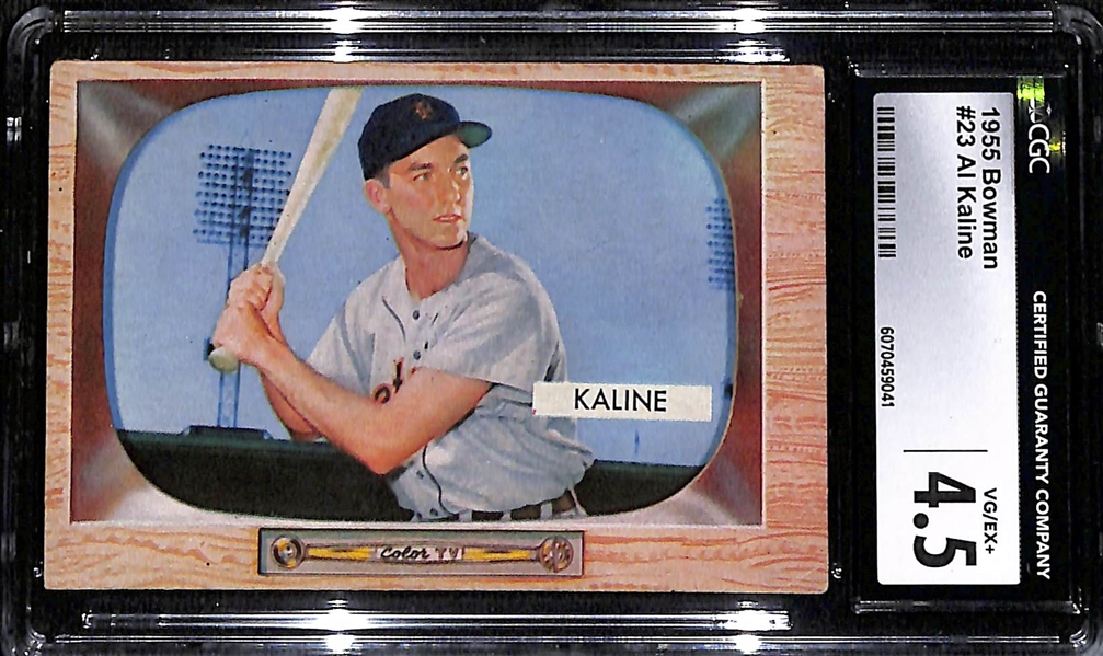 Lot of (6) CGC Graded 1955-61 HOFers Lot w. 1955 Bowman Al Kaline CGC 4.5 & 1962 Topps Gehrig/Ruth CGC 6.5