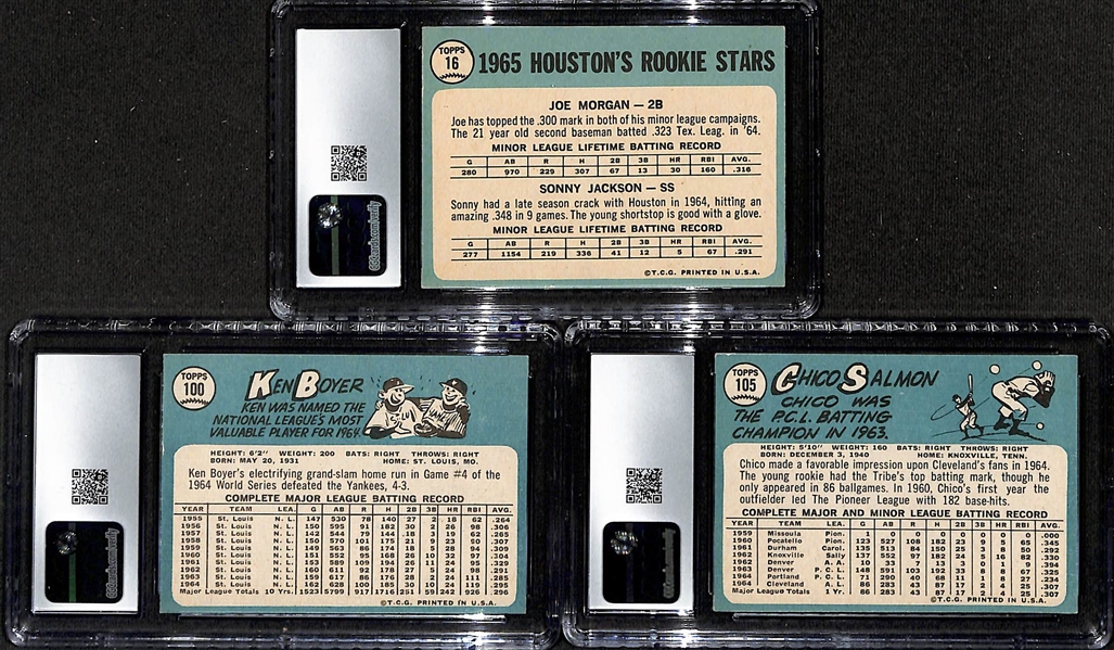 Lot of (3) 1965 Topps CGC Graded Baseball Cards w. Joe Morgan RC (HOF) CGC 4