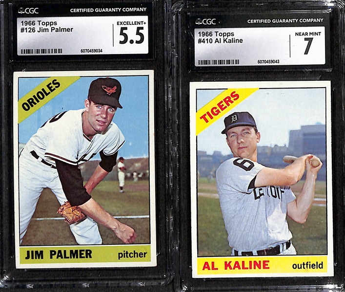 Lot of (5) 1966 Topps & (1) 1967 Topps CGC Graded Cards w. 1966 Jim Palmer RC (HOF) CGC 5.5