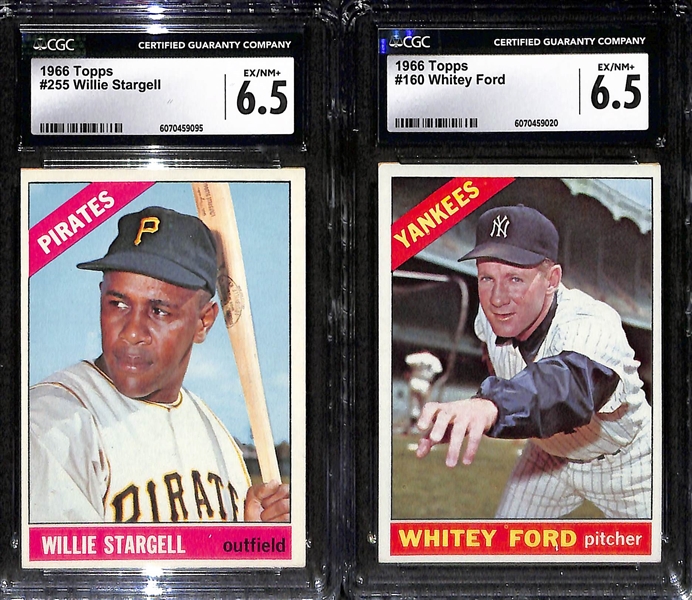 Lot of (5) 1966 Topps & (1) 1967 Topps CGC Graded Cards w. 1966 Jim Palmer RC (HOF) CGC 5.5