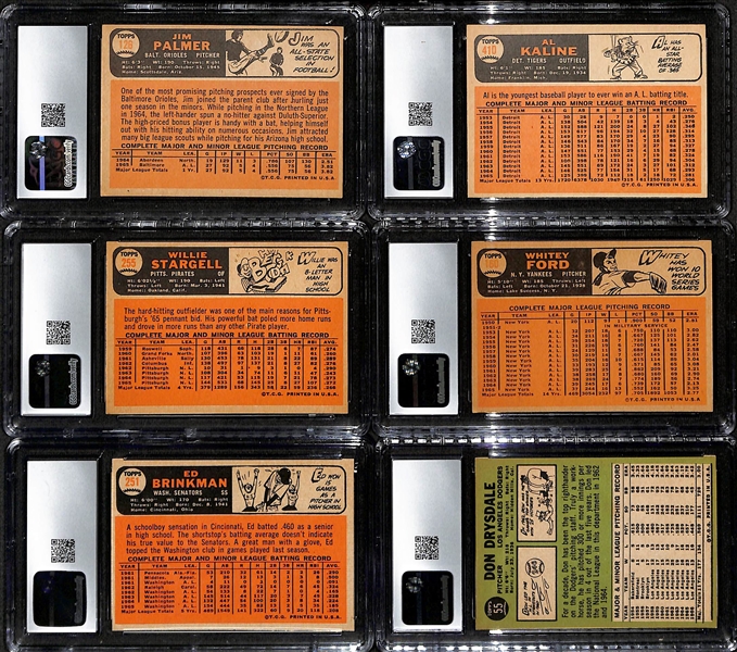 Lot of (5) 1966 Topps & (1) 1967 Topps CGC Graded Cards w. 1966 Jim Palmer RC (HOF) CGC 5.5