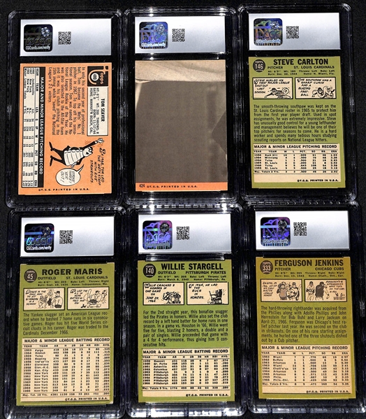 Lot of (6) CGC Graded 1967-69 Topps w. 1969 Tom Seaver CGC 6 (HOF)