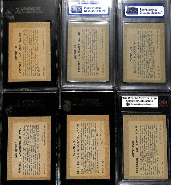 (6) Graded 1956 Adventure Gum Boxing Cards w. (2) Jack Dempsey SGC 7.5 & PGS 8