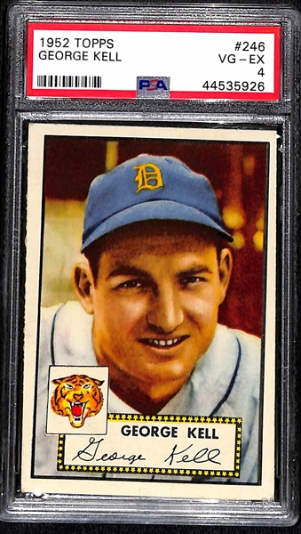 Lot of (5) PSA Graded 1952 Topps Baseball Cards w. HOFers Dick Sisler PSA 5 & Carl Erskine PSA 6