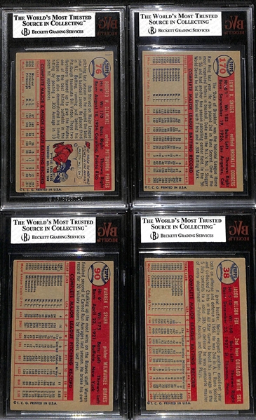 Baseball HOF Lot of (4) 1957 Topps BVG Graded Cards w. Clemente (2.5), Snider (5), Spahn (6), & Fox (5.5)