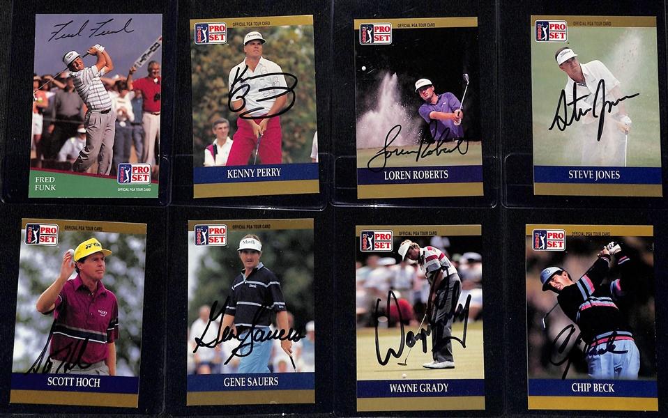 Lot of (35) Signed 1990-91 Pro Set PGA Golf Cards w. a Personalized 1991 John Daly RC (JSA Auction Letter)