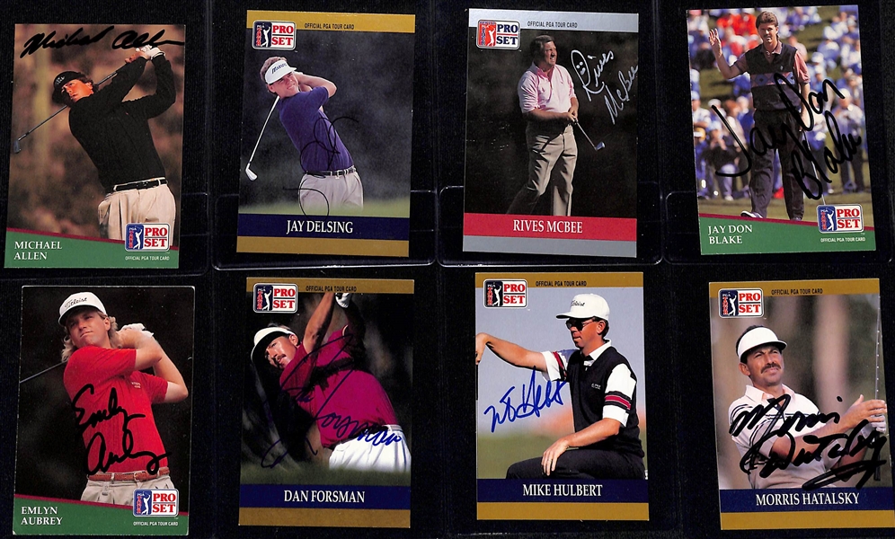 Lot of (35) Signed 1990-91 Pro Set PGA Golf Cards w. a Personalized 1991 John Daly RC (JSA Auction Letter)