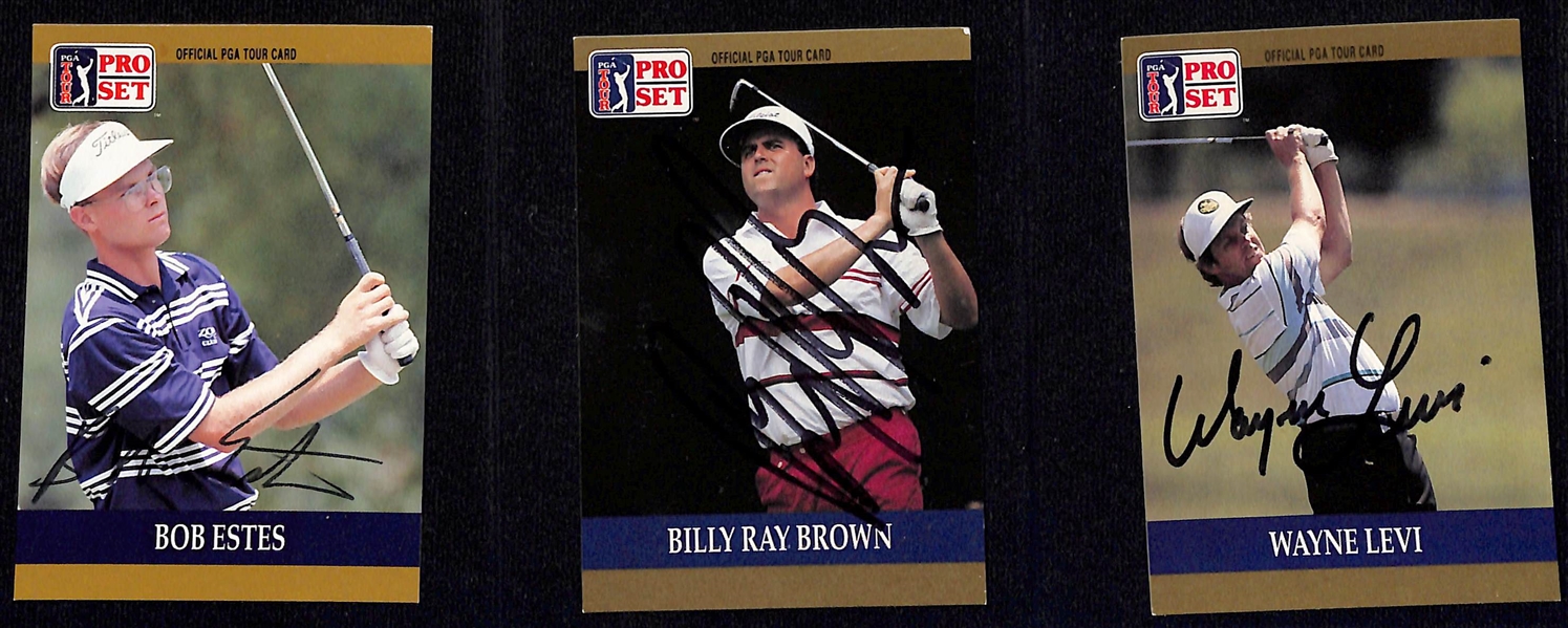 Lot of (35) Signed 1990-91 Pro Set PGA Golf Cards w. a Personalized 1991 John Daly RC (JSA Auction Letter)
