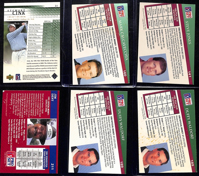 Lot of (65) Signed Golf Cards w. a 2001 Upper Deck Stewart Cink & 1991 Pro Set Mark Calcavecchia (JSA Auction Letter)