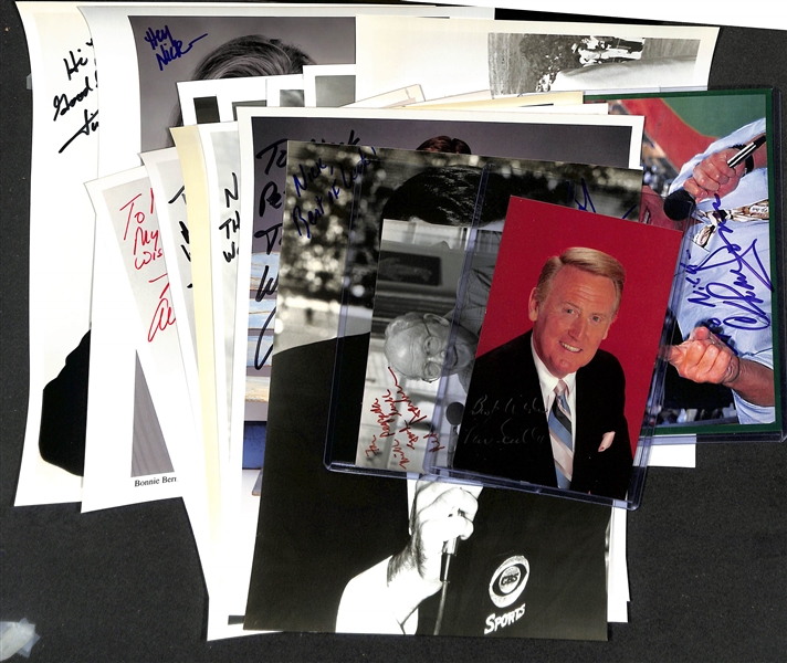 Lot of (21) Signed Sports Announcer Photos (many personalized) w. Vin Scully & Red Barber (JSA Auction Letter)