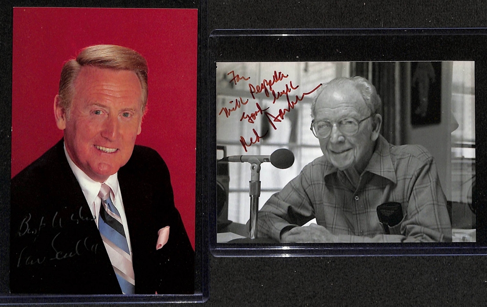 Lot of (21) Signed Sports Announcer Photos (many personalized) w. Vin Scully & Red Barber (JSA Auction Letter)
