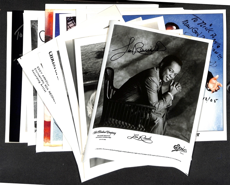 Lot of (28) Signed Singers & Musician Photos (many personalized) w. Lou Rawls & Michael McDonald (JSA Auction Letter)