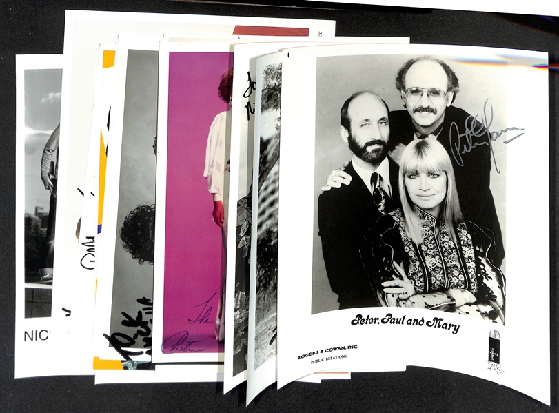 Lot of (15) Multi-Signed Band Member Photos (many personalized) w. Peter, Paul, and Mary & The Smothers Brothers (JSA Auction Letter)