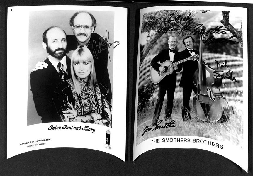 Lot of (15) Multi-Signed Band Member Photos (many personalized) w. Peter, Paul, and Mary & The Smothers Brothers (JSA Auction Letter)