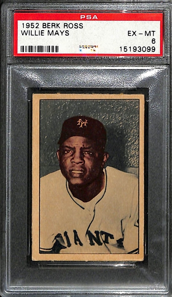 1952 Berk Ross Willie Mays Card Graded PSA 6