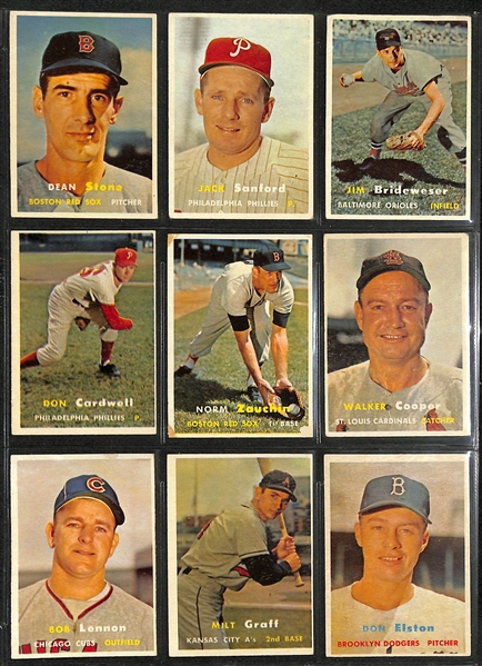 Lot of (150+) 1957-1965 Topps Baseball Cards w. (100) of the cards being 1957 Topps Baseball Cards.