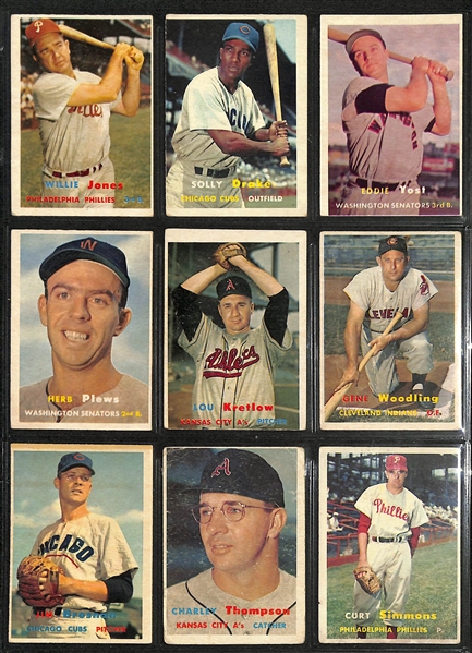 Lot of (150+) 1957-1965 Topps Baseball Cards w. (100) of the cards being 1957 Topps Baseball Cards.