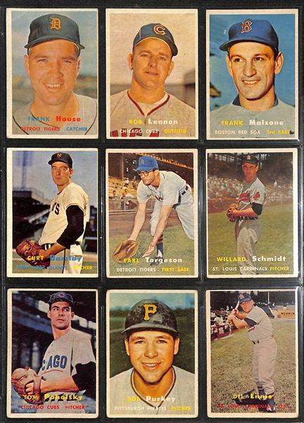 Lot of (150+) 1957-1965 Topps Baseball Cards w. (100) of the cards being 1957 Topps Baseball Cards.