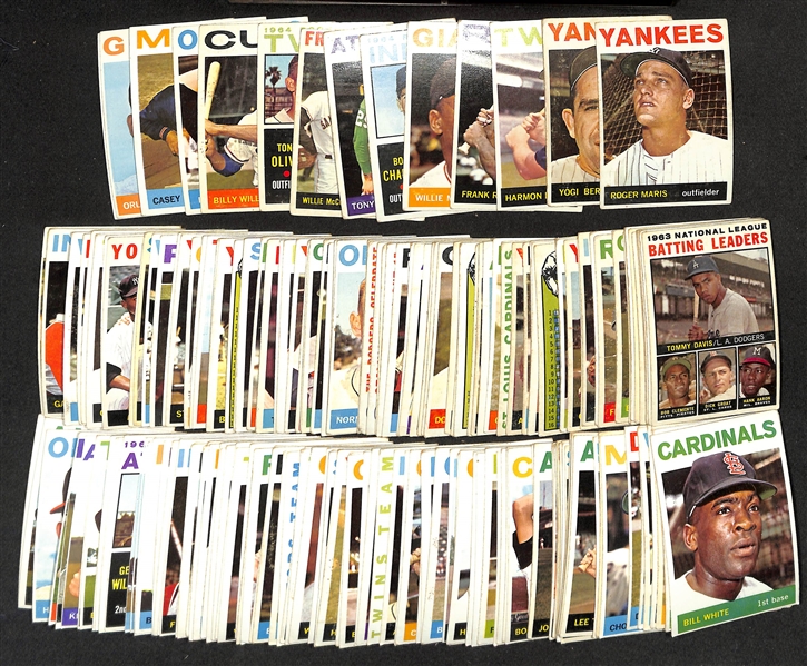 Lot of (150+) 1964 Topps Baseball Cards w. Roger Marris & Yogi Berra