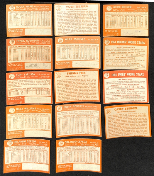 Lot of (150+) 1964 Topps Baseball Cards w. Roger Marris & Yogi Berra