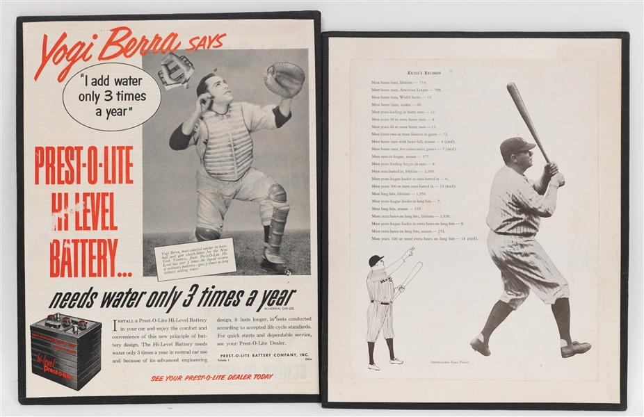 Lot of (10) Baseball Advertising Items & Photos  w. George Selkirk Type 1 Photo, Ruth, Gehrig 