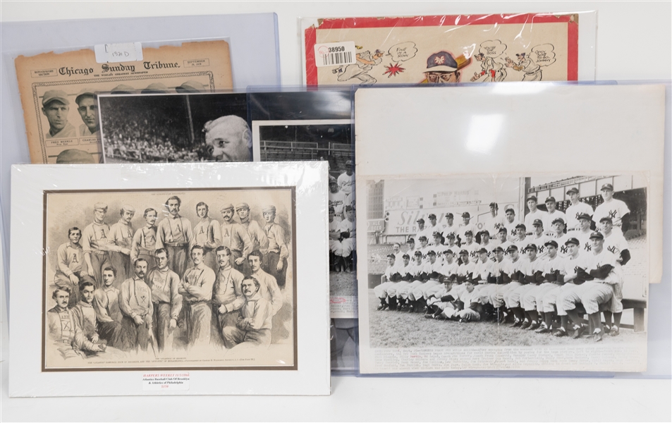 Lot of (6) 16x20 Baseball Photos & Team Pictures w. Signed Mel Allen (JSA Auction Letter)