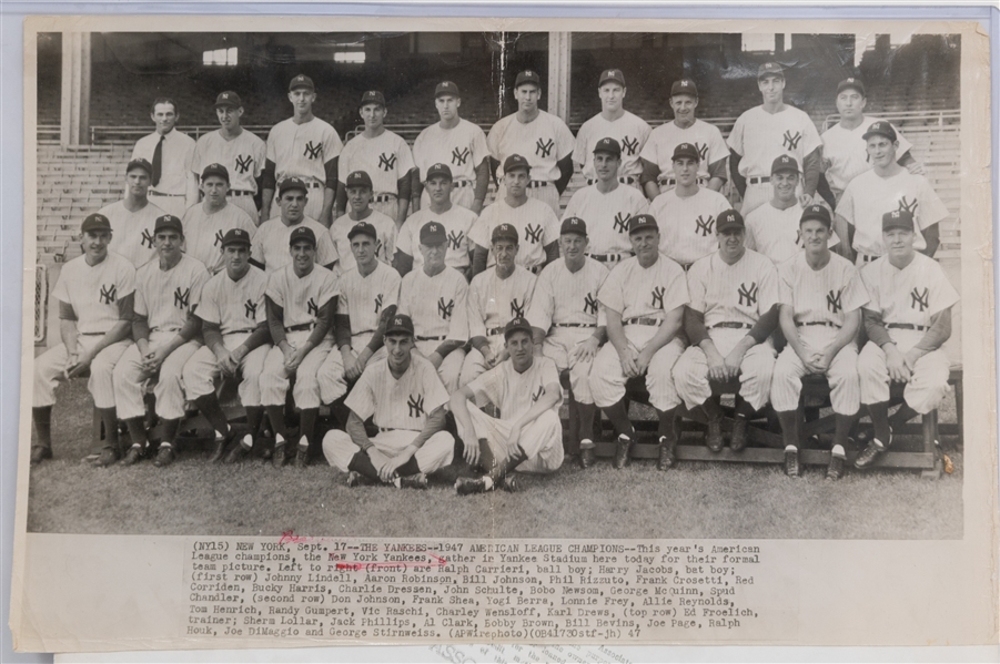 Lot of (6) 16x20 Baseball Photos & Team Pictures w. Signed Mel Allen (JSA Auction Letter)