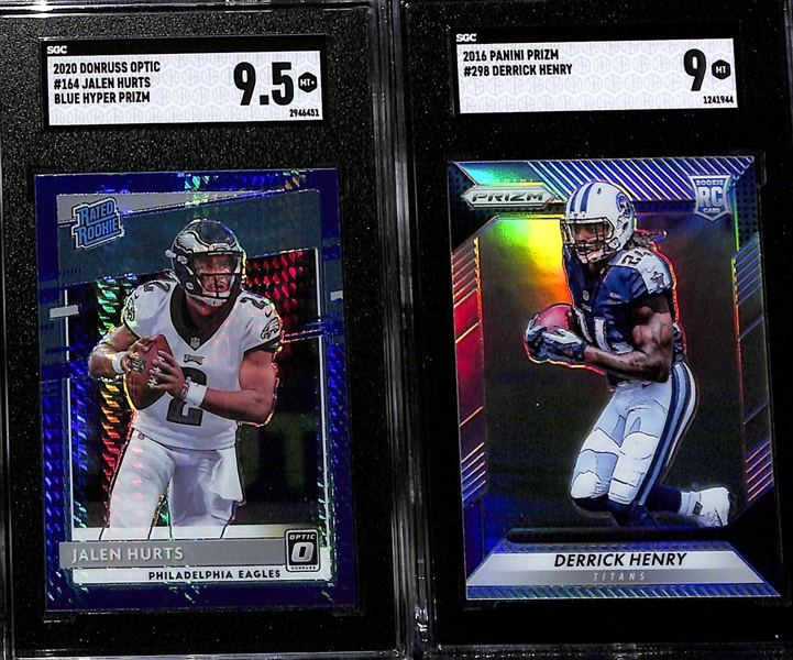 (3) SGC Graded Rookie Football Cards w. Justin Fields (SGC 8.5), Jalen Hurts (SGC 9.5), and Derrick Henry (SGC 9)