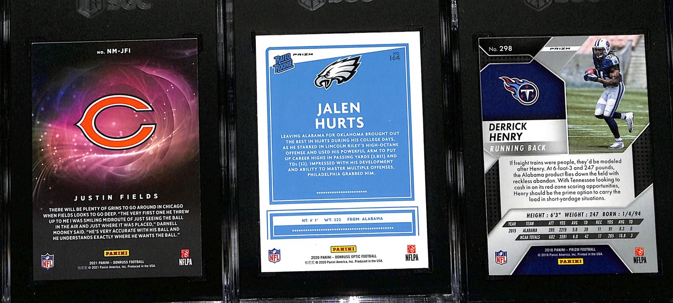 (3) SGC Graded Rookie Football Cards w. Justin Fields (SGC 8.5), Jalen Hurts (SGC 9.5), and Derrick Henry (SGC 9)