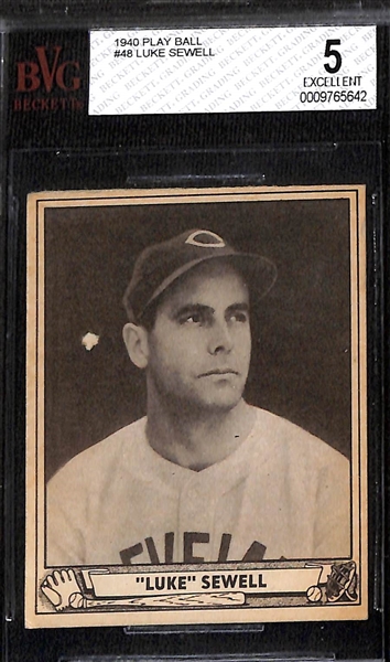 (5) 1940 Play Ball Beckett Graded cards w. HOFers Harry Heilmann BVG 4.5 & Del Young BVG 7