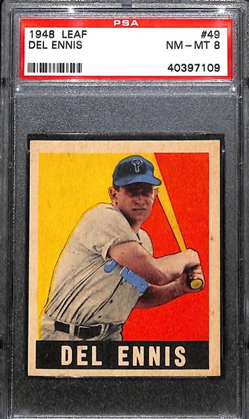 1948 Leaf Gum Del Ennis #49 PSA 8