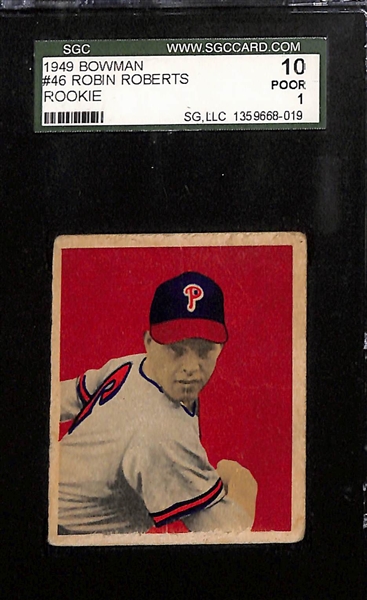 (4) Graded 1949 Bowman Baseball Cards w. Robin Roberts RC (HOF) SGC 1