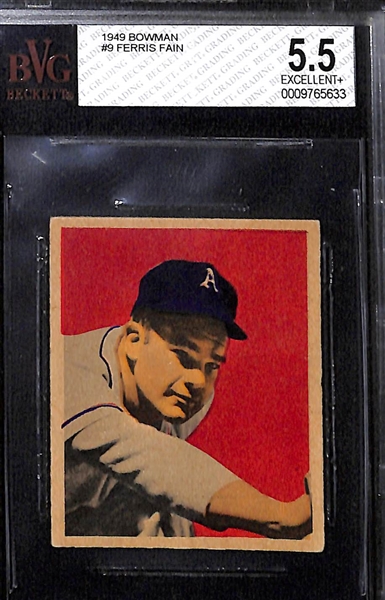 (4) Graded 1949 Bowman Baseball Cards w. Robin Roberts RC (HOF) SGC 1