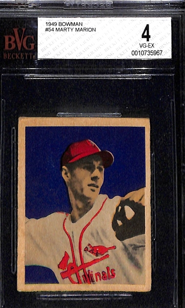 (4) Graded 1949 Bowman Baseball Cards w. Robin Roberts RC (HOF) SGC 1