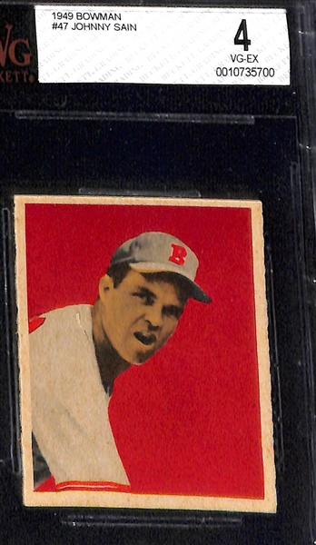 (4) Graded 1949 Bowman Baseball Cards w. Robin Roberts RC (HOF) SGC 1