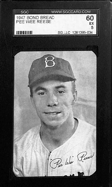SGC Graded Hall of Famer Baseball Lot w. 1947 Bond Bread Pee Wee Reese SGC 5