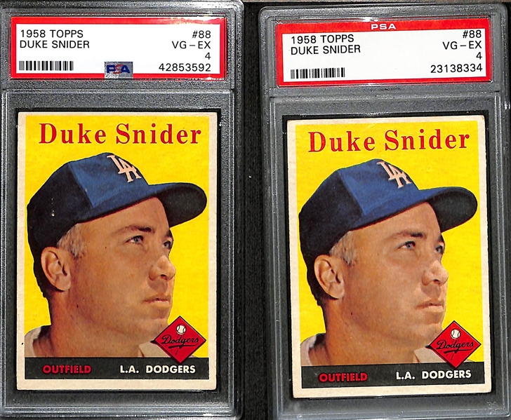 Lot of (9) Graded 1958-1959 Topps Baseball w. (2) 1958 Duke Snider PSA 4