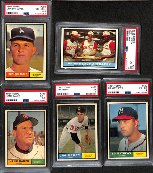 Lot of (9) 1961 PSA Graded Topps Baseball Cards w. Sandy Koufax PSA 3