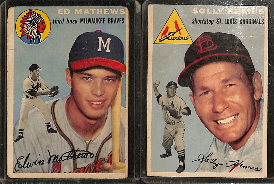 Lot of (30) 1953-55 Topps Baseball Cards w. 1954 Eddie Mathews
